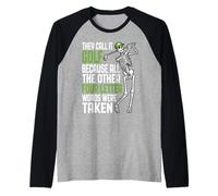 Golf Quattro Lettere Parola Divertente Scheletro Golf Citazione Maglia con Maniche Raglan