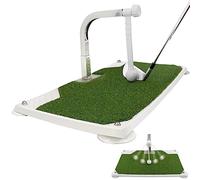 Golf Swing Trainer - Attrezzatura da golf con 5 regolazioni di altezza - Simulatore di ferro e mazze per esercitarsi in casa e al chiuso - Tappetino portatile da golf, vero impatto