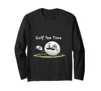 Golf Tee Time - Tea, Divertente Palla Mascotte retrò Stile Vintage Maglia a Manica