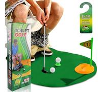 Golf Toilet Game Golf Game Set Minigolf Adatto per Regali Divertenti per Giocatori di Golf con Mazza da Golf 65 cm, Tappetino da Golf, 2 Palline da Golf e Appendiabiti