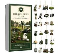 Golf-Weihnachts-Adventskalender 2026, 24-Tage-2D-Acryl-Ornamente | Weihnachts-Countdown-Advent für Feiertage, Büros, Wände, Fenster, Türen, Kaminsims