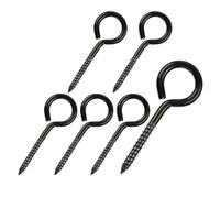 Golfari 6/10pz 304 Occhielli a vite in acciaio inossidabile 80mm Viti ad occhiello autofilettanti con estremità tonda nera Bullone in legno for luci sospese(6pcs)