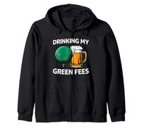 Golfer Drinking My Green Fees Beer Humor Felpa con Cappuccio