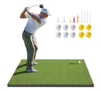 Golfguru Golf Mat, 5x4ft 26mm Dense Elite Golf Hitting Mats Practice with 10 Balls, 9 Tees, Heavy Duty Artificial Hitting Training Matt for Backyard Driving Chipping Indoor Outdoor Simulators