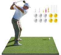 Golfguru Golf Mat, 5x4ft 31mm Dense Elite Golf Hitting Mats Practice with 10 Balls, 9 Tees, Heavy Duty Artificial Hitting Training Matt for Backyard Driving Chipping Indoor Outdoor Simulators