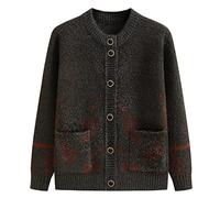 Golfino Donna,Cardigan Lavorato A Maglia Da Donna Retrò Verde Scuro Ramo Foglia Girocollo Manica Lunga Aperto Davanti Maglioni Cardigan Inverno Addensare Morbido Capispalla In Maglia Cappotto Giacc