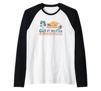 Golfo del Messico Retro - Vintage Beach Coastal Graphic Maglia con Maniche Raglan