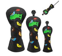 Golfschlägerkopfmanschette, Green Design Golfschläger-Schlägerhauben Für Damen, 3pcs Elastic Club Irons Covers Set, Driver Head Cover Für Golftraining