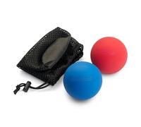 GolgiStim Lacrosse - Palline massaggianti per terapia dei punti trigger, nodi muscolari, yoga, rilassamento miofasciale, con coppia di 2 palline e borsa per il trasporto in rete (rosso e blu)