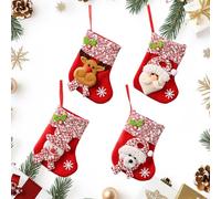 Golgner 4 PCS Calze di Natale, Stivali di Babbo Natale, Calze di Babbo Natale, Calzini di Babbo Natale da riempire e Appendere, per la Parete del Camino Scale dell'albero di Natale, 16,5 cm