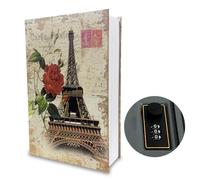 Golgner Cassaforte per libri con serratura a combinazione, cassaforte per libri, cassaforte segreta, libro cassaforte per ufficio, casa, gioielli preziosi, 24 x 15,5 x 5,5 cm, stile Torre Eiffel