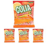 Golia Frutta C, Caramelle Dure Ripiene, Gusto Agrumi con Vitamina C, con Succo di Frutta, Senza Zucchero, Confenzione da 90g (Confezione da 4)