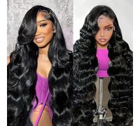 GOLIAHS Parrucche frontali in pizzo da 86,4 cm con capelli umani densità 200% Pull Go 13 x 6 HD trasparente senza colla parrucca per capelli umani per le donne pre-pizzicati pre-tagliati nodi
