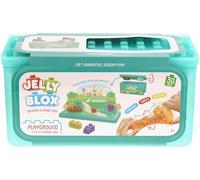 Goliath - JELLY BLOX - Playground Store & Play Set - Gioco sensoriale 2+ - 30 blocchi morbidi colorati con personaggi e animali - Coperchio-tavolo, scatola contenitore - Idea regalo