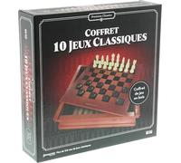 Goliath - Valigetta multigiochi in legno - 10 giochi da tavolo classici per bambini dai 6 anni - Scacchi, signore, Backgammon, Mikado, Morpion - Vassoio reversibile - 2 + giocatori - in francese