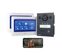 GOLIATH® Videocitofono 2 Fili [2x SCHERMO DA 7 POLLICI] Video citofono con telecamere esterne - Kit Videocitofono con Apriporta - Videocitofoni bifamiliare - Antivandalo e impermeabile - Da incasso