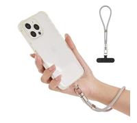 Golifyne Laccetto da Polso Universale per telefoni | Cinturino regolabile 17 cm + Toppe di Ricambio in TPU e Nylon | Compatibile con iPhone/Samsung/Tutti gli Smartphone - Grigio Chiaro