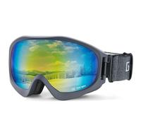 GoLight OTG, occhiali da sci anti-appannamento per uomo e donna, lenti sferiche REVO, UV400, perfetti per motoslitta, sci e pattinaggio (Matt Black/Gold Revo)
