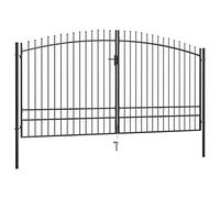 Goliraya Cancello per Recinzione da Giardino Doppio con Punte a Lancia,Cacello per Recinzione,Cancello in Metallo,Cancello da Esterno,Cancello in Acciaio 400x248 cm