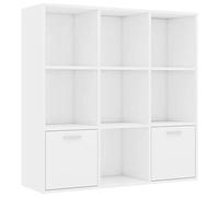 Goliraya Libreria Moderna in Truciolato Bianco/Nero/Grigio/Rovere,Librerie Moderne,Libreria da Salotto Moderna,Mobile Soggiorno Moderno,Scaffale Nero,Libreria Design 98x30x98 cm
