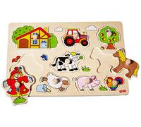 Goki 57995 Farm Vi, Lift-Out Puzzle, Multicolor