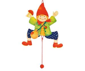 Gollnest & Kiesel goki 53004 - Statuetta a Forma di Campanello, in Legno, per Bambini, Motivo Classico con Figura Mobile e Cordino, 38 cm x 22 cm x 3 cm, a Partire dai 3 Anni in su