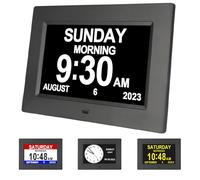 Golony Orologio digitale con calendario giornaliero da 18 cm, extra large, per anziani, anziani, perdita di memoria e Alzheimer, con 12 allarmi promemoria per oscuramento automatico, AM/PM, nero