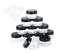 GOLRISEN 12 Pezzi Vasetti Plastica 15ml Contenitore Cosmetico Crema Vuoto Contenitori da Viaggio con Tappo e Mini Spatola Barattolo Cosmetici Vuoto Mini Vasetto Trasparente per Cosmetici Crema Perline