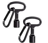 GOLRISEN 2 Pezzi Chiave Triangolare in Metallo con 2 D Moschettone Chiave del Contatore del Gas Chiave per Contatore con Portachiavi per Armadietto Contatore Elettrico Acqua Gas, Nero