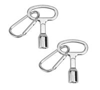 GOLRISEN 2 Pezzi Chiave Triangolare in Metallo Universale 9mm con Moschettone - Chiavi a Bussola per Scatola Elettrica, Gas, Acqua, Contatore, Argento