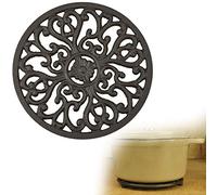 GOLRISEN - Sottovaso in ghisa resistente, resistente al calore, diametro 17 cm, colore nero, rotondo, con piedini e motivo vintage, per cucina, tavolo da pranzo, padelle, teiera