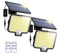GOLUMUP Faretti Solari a Led da Esterno a 297 LED con Telecomando,Faretto LED da Esterno Solare con Sensor di Movimento, IP65, Garage e Patio, 2 Pezzi