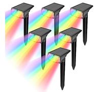 GOLUMUP Luci Solari da Esterno, 36 LED Faretti Solari da Giardino, Cortile, Vialetto, Piscina e Campeggio Impermeabile IP67 (Colore, 6 Pezzi)