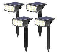 GOLUMUP Luci Solari da Esterno, 36 LED Faretti Solari da Giardino, Cortile, Sentiero, Piscina e Campeggio Impermeabile IP67 (Bianco Freddo, 4)