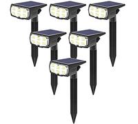 GOLUMUP Luci Solari da Esterno, 36 LED Faretti Solari da Giardino, Cortile, Sentiero, Piscina e Campeggio Impermeabile IP67 (Bianco Freddo, 6)