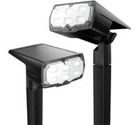 GOLUMUP Luci Solari da Esterno, 36 LED Faretti Solari da Giardino, Cortile, Sentiero, Piscina e Campeggio Impermeabile IP67 - Bianco (2 Pezzi)