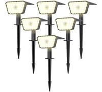 GOLUMUP Luci Solari da Giardino con Sensore di Movimento, Lampade Solari da Esterno 6 Pezzi, 4 Modalità di Lavoro, IP67, Installazione a Parete o a Terra per Cortile e Garage - Bianco Caldo