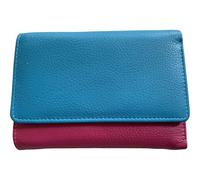 Golunski Borsa da donna in morbida pelle RFID compatta a tre ante, Turchese fucsia, M, Classico