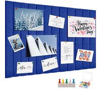 GOLXUWO Bacheca in Sughero Autoadesiva Bacheca da Parete con 34 Puntine, Lavagna di Sughero in Feltro 60 * 40cm per Ufficio, Scuola, Famiglia-Blu