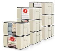 GoMaihe Scatole portaoggetti per vestiti, 8 pezzi sacchetti per riporre vestiti, scatole portaoggetti 90 L pieghevoli finestra trasparente con cerniera, per organizzatore armadio trapunta per cuscini