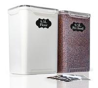 GoMaihe Set di 2 barattoli di vetro XXL contenitori grandi da 9,5 l con etichette e pennarelli | Contenitori per la cucina, ideali per riso e altro | Sigillati con coperchi | Senza BPA