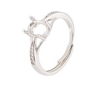 GOMAKERER 1 base per Anelli Da Dito In Argento Sterling 925, Impostazioni per Anelli Regolabili A 4 artiglio Componenti per Anelli Da Dito Ovali Vuoti In Zirconi Cubici per La Creazione di Gioielli