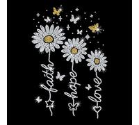 GOMAKERER 1 toppa termoadesiva a forma di margherita, decorazione a forma di fiore con scritta a forma di margherita, decorazione termoadesiva per magliette, cappelli, accessori fai da te (29,7 x 21