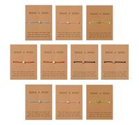 GOMAKERER 10 braccialetti con biglietti dei desideri, 5 colori, intrecciati a stella, braccialetti dell'amicizia, braccialetti impilabili con biglietto Make A Wish, per donne