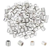 GOMAKERER 100pz 2 misure Perline A Tubo In 925 Argento Sterling, 1.5~2x1.5~2mm Perline A Crimpare In Argento Perline Distanziatrici Sciolte Perline A Crimpare per La Creazione di Gioielli