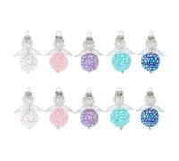 GOMAKERER 10pz 5 colori Ciondoli di Perline di Vetro A Forma di Angelo Colorato, A Forma Fata con Ali Color Argento, Pendenti In Acrilico con Perline In Lega per Creazione Gioielli Fai Da Te