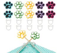 GOMAKERER 10pz 5 colori Tappi per Ferri Da Maglia con Zampa di Cane, 20pz Testa di Gatto Lavoro A Maglia Punto Indicatore Anelli Animale Punto Dell'Ago Protezioni Forniture per Fai Da Te Artigianato