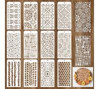 GOMAKERER 12 fogli di stencil per pittura strutturale, 12 stili, geometrici a nido d'ape a nido d'ape con venature di leopardo, modello riutilizzabile per dipingere pareti in legno