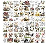 GOMAKERER 12 foglio di Trasferibili per Artigianato e Mobili, 12 Stili Adesivi Murali Rustici con Lettere di Animali In PVC per Decorazioni Fai Da Te Finestre Decorazioni per La Casa, 14x14mm