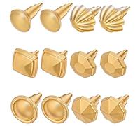 GOMAKERER 12 pomelli in metallo in miniatura, 6 stili, mini pomelli per maniglie in lega dorata, accessori decorativi per casa in miniatura, accessori per decorazioni fai da te e modelli di casa